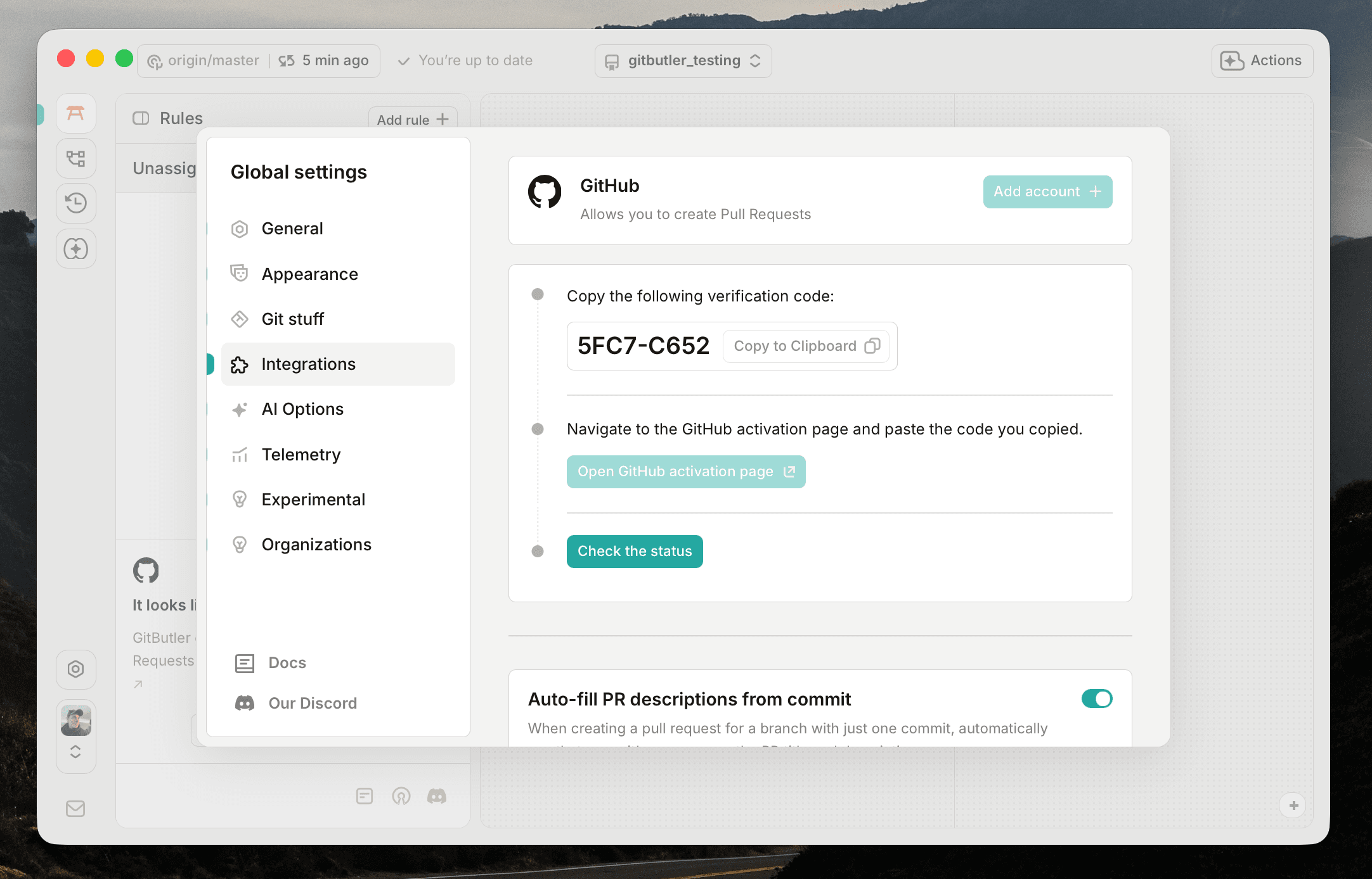 Button to check authorization status