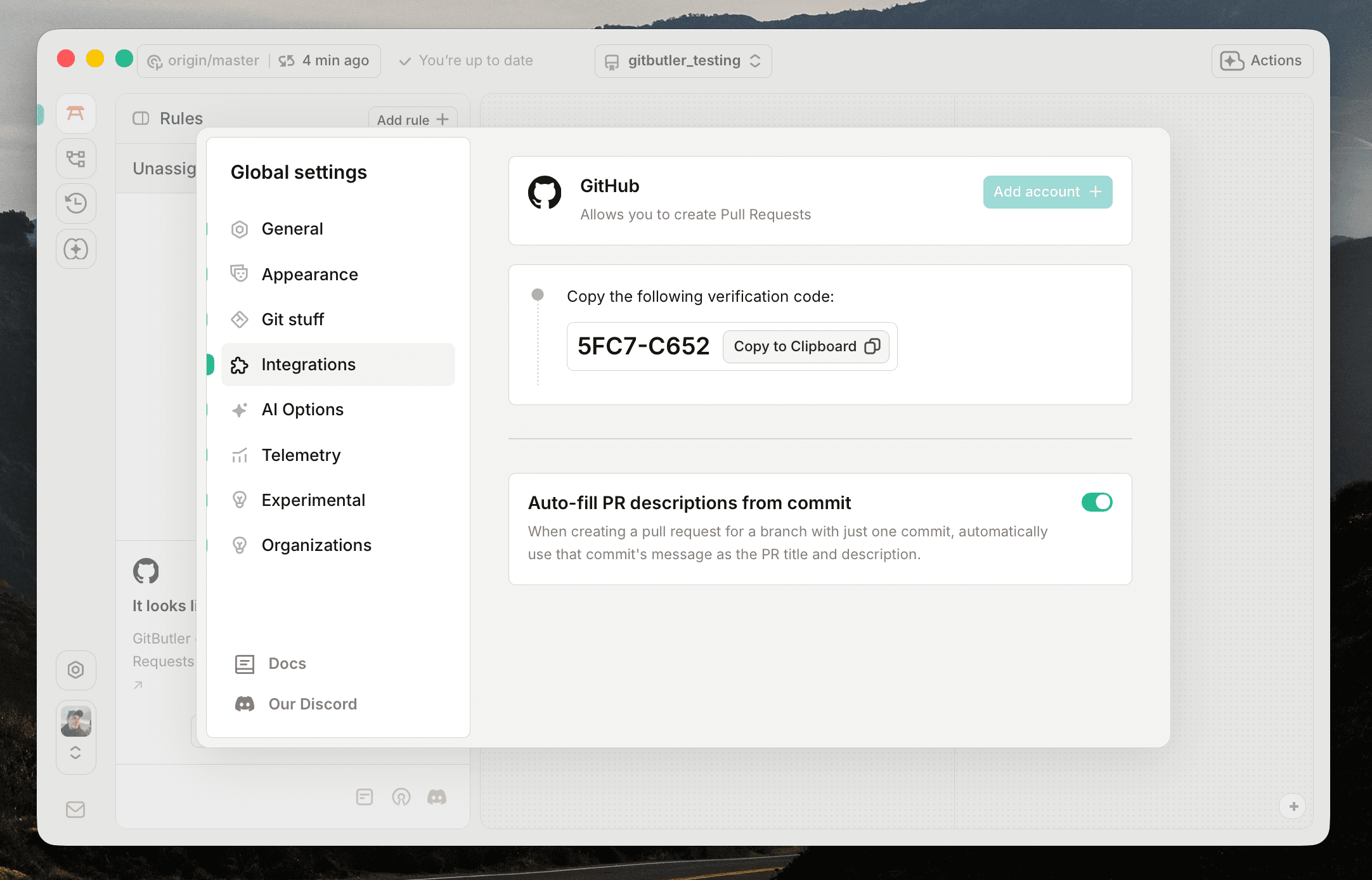 Generated code for GitHub authentication